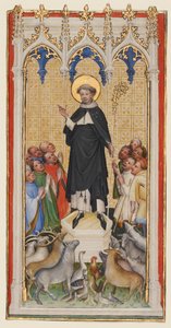 Pyhä Anthony Abbot siunaa eläimiä, köyhiä ja sairaita, n. 1400-1010 (tempera ja kultalehti pergamentilla) tekijältä Master of St. Veronica