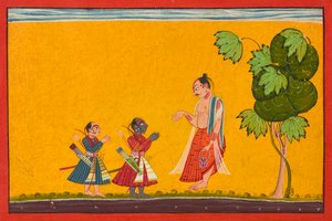 Rama ja Lakshman Sage Vishwamitran kanssa, Ramayanasta, ka. 1680-1690. tekijältä Master of Style II of the