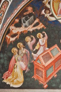 "Neitsyt Marian taivaaseenastuminen" ja "Neitsyt Maria pudottaa vyön tai Pyhän vyön Pyhälle Tuomakselle", Apostolien yksityiskohta, n. 1420 (fresko)