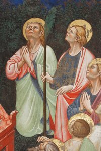 "Neitsyt Marian taivaaseenastuminen" ja "Neitsyt Maria pudottaa vyön tai Pyhän vyön Pyhälle Tuomakselle", Apostolien yksityiskohta, n. 1420 (fresko)
