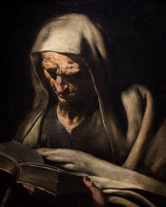 Profeetta lukemassa rintakuvaa, noin 1750-60 (Öljy kankaalle) tekijältä Master of the Annunciation to the Shepherds