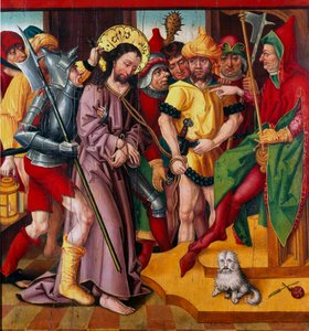 Jeesus Herodes Antipaksen edessä Badenin neilikan mestarin kärsimyksen alttaritaulu (1400-luku) Dijon, Kuvataidemuseo tekijältä Master of the Baden Carnation