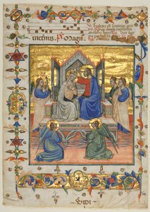 Antifonian lehti: Neitsyen kruunaus, 1400-luku. tekijältä Master of the Beffi Triptych