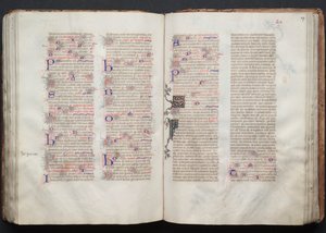 Gothan messali: Fol. 106v, teksti, c. 1375. tekijältä Master of the Boqueteaux