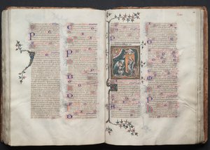 Gothan messali: Fol. 109v, teksti, c. 1375. tekijältä Master of the Boqueteaux