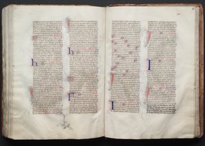 Gothan messali: Fol. 130v, teksti, c. 1375. tekijältä Master of the Boqueteaux