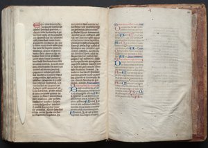 Gothan messali: Fol. 163v, teksti, c. 1375. tekijältä Master of the Boqueteaux