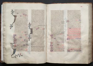 Gothan messali: Fol. 42v, teksti, c. 1375. tekijältä Master of the Boqueteaux