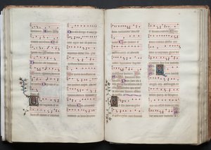 Gothan messali: Fol. 61v, teksti, c. 1375. tekijältä Master of the Boqueteaux