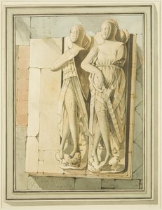 Kahden ritarin, "Maurice of Gaunt" ja "Robert de Gourney" hahmot Pyhän Markuksen kirkossa tekijältä Master of the Bristol Church Monuments