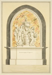 Vuonna 1835 kuolleen rouva Elizabeth Draperin hauta Bristolin katedraalissa (akvarelli paperille) tekijältä Master of the Bristol Church Monuments