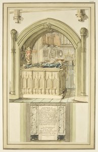 Robert Fitzhardingin hauta, kuoli 1170, Bristolin katedraalissa, n. 1799 (akvarelli paperille) tekijältä Master of the Bristol Church Monuments