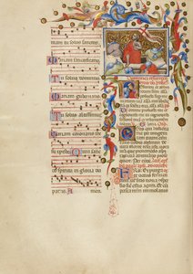 Ylösnousemus; Initial R: Nukkuva sotilas. tekijältä Master of the Brussels Initials