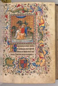 Navarran kuninkaan Kaarle Aatelisen (1361-1425) tunnit: fol.1r, Pyhä Johannes Evagelista. tekijältä Master of the Brussels Initials and Associates