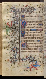 Navarran kuninkaan Kaarle Jalon (1361-1425) tunnit: fol. 135v, teksti tekijältä Master of the Brussels Initials and Associates