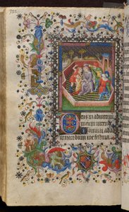 Navarran kuninkaan Kaarle Aatelisen (1361-1425) tunnit: fol. 161v, Kristuksen pilkkaaminen. tekijältä Master of the Brussels Initials and Associates