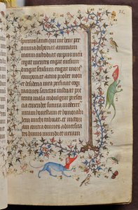 Navarran kuninkaan Kaarle Aatelisen (1361-1425) tunnit: fol. 16r, teksti tekijältä Master of the Brussels Initials and Associates