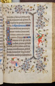 Navarran kuninkaan Kaarle Aatelisen (1361-1425) tunnit: fol. 172r, teksti tekijältä Master of the Brussels Initials and Associates