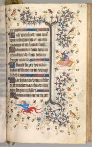 Navarran kuninkaan Kaarle Aatelisen (1361-1425) tunnit: fol. 189r, teksti tekijältä Master of the Brussels Initials and Associates