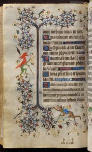 Navarran kuninkaan Kaarle Aatelisen (1361-1425) tunnit: fol. 200v, teksti tekijältä Master of the Brussels Initials and Associates