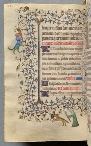 Navarran kuninkaan Kaarle Aatelisen (1361-1425) tunnit: fol. 273v, teksti tekijältä Master of the Brussels Initials and Associates
