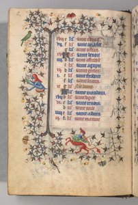 Navarran kuninkaan Kaarle Aatelisen (1361-1425) tunnit: fol. 3v, maaliskuu. tekijältä Master of the Brussels Initials and Associates