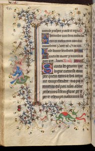 Navarran kuninkaan Kaarle Aatelisen (1361-1425) tunnit: fol. 42v, teksti tekijältä Master of the Brussels Initials and Associates