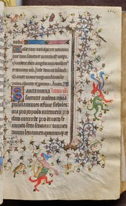 Navarran kuninkaan Kaarle Aatelisen (1361-1425) tunnit: fol. 51r, teksti tekijältä Master of the Brussels Initials and Associates