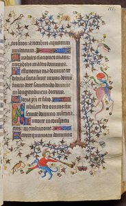 Navarran kuninkaan Kaarle Aatelisen (1361-1425) tunnit: fol. 56r, teksti tekijältä Master of the Brussels Initials and Associates