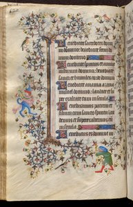 Navarran kuninkaan Kaarle Aatelisen (1361-1425) tunnit: fol. 60v, teksti tekijältä Master of the Brussels Initials and Associates