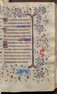 Navarran kuninkaan Kaarle Aatelisen (1361-1425) tunnit: fol. 66r, teksti tekijältä Master of the Brussels Initials and Associates