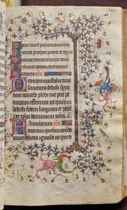 Navarran kuninkaan Kaarle Aatelisen (1361-1425) tunnit: fol. 73r, teksti tekijältä Master of the Brussels Initials and Associates