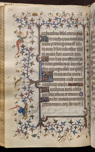 Navarran kuninkaan Kaarle Aatelisen (1361-1425) tunnit: fol. 75v, teksti tekijältä Master of the Brussels Initials and Associates