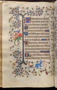 Navarran kuninkaan Kaarle Aatelisen (1361-1425) tunnit: fol. 76v, teksti tekijältä Master of the Brussels Initials and Associates