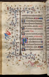 Navarran kuninkaan Kaarle Aatelisen (1361-1425) tunnit: fol. 93v, teksti tekijältä Master of the Brussels Initials and Associates