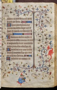 Navarran kuninkaan Kaarle Aatelisen (1361-1425) tunnit: fol. 97r, teksti tekijältä Master of the Brussels Initials and Associates
