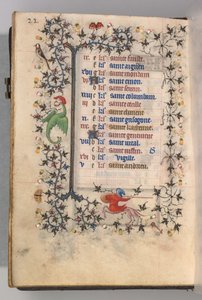 Kaarle Aatelisen, Navarran kuninkaan tunnit 1361-1425: fol. 11v, marraskuu, n. 1405. tekijältä Master of the Brussels Initials and Associates