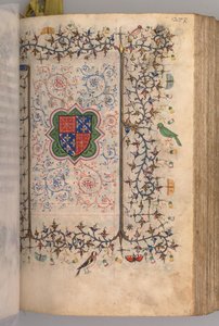 Kaarle Aatelisen, Navarran kuninkaan tunnit 1361-1425: fol. 137r, Vaakuna..., c. 1405. tekijältä Master of the Brussels Initials and Associates