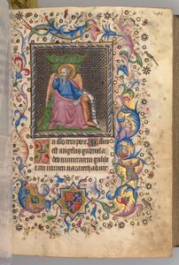 Kaarle Aatelisen, Navarran kuninkaan tunnit 1361-1425: fol. 23r, St. Luke, c. 1405. tekijältä Master of the Brussels Initials and Associates