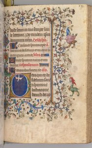 Kaarle Aatelisen, Navarran kuninkaan tunnit 1361-1425: fol. 260r, Pyhä Henki, n. 1405. tekijältä Master of the Brussels Initials and Associates
