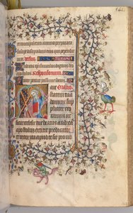 Kaarle Aatelisen, Navarran kuninkaan tunnit 1361-1425: fol. 265r, St. Andrew, c. 1405. tekijältä Master of the Brussels Initials and Associates