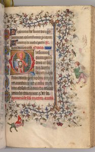 Kaarle Aatelisen, Navarran kuninkaan tunnit 1361-1425: fol. 267r, St. Bartholomew, n. 1405. tekijältä Master of the Brussels Initials and Associates