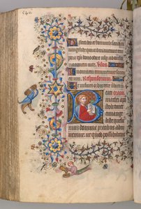 Kaarle Aatelisen, Navarran kuninkaan tunnit 1361-1425: fol. 267v, teksti, c. 1405. tekijältä Master of the Brussels Initials and Associates