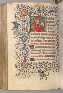 Kaarle Aatelisen, Navarran kuninkaan tunnit 1361-1425, fol. 275v, St. Vincent, n. 1405. tekijältä Master of the Brussels Initials and Associates