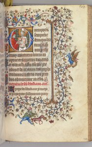 Kaarle Aatelisen, Navarran kuninkaan tunnit 1361-1425, fol. 279r, St. Basins, n. 1405. tekijältä Master of the Brussels Initials and Associates
