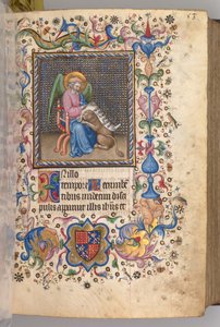 Kaarle Aatelisen, Navarran kuninkaan tunnit 1361-1425: fol. 27r, St. Mark, c. 1405. tekijältä Master of the Brussels Initials and Associates
