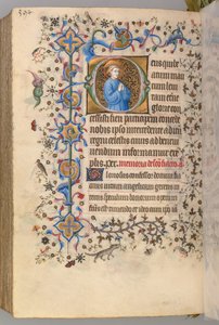 Kaarle Aatelisen, Navarran kuninkaan tunnit 1361-1425, fol. 291v, teksti, c. 1405. tekijältä Master of the Brussels Initials and Associates
