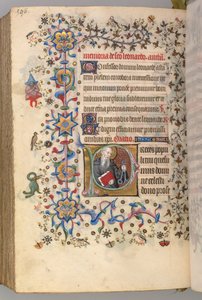 Kaarle Aatelisen, Navarran kuninkaan tunnit 1361-1425, fol. 292v, St. Leonard, n. 1405. tekijältä Master of the Brussels Initials and Associates