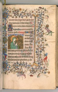 Kaarle Aatelisen, Navarran kuninkaan tunnit 1361-1425, fol. 297r, St. Elizabeth, c. 1405. tekijältä Master of the Brussels Initials and Associates