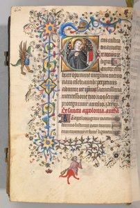 Kaarle Aatelisen, Navarran kuninkaan tunnit 1361-1425, fol. 302v, St. Opportune, c. 1405. tekijältä Master of the Brussels Initials and Associates